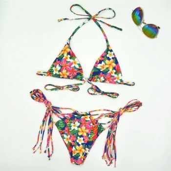 New Print Bikini Bandage Bikini Set Push Up Swimsuit Women Hollow Out Swimwear Brazilian
